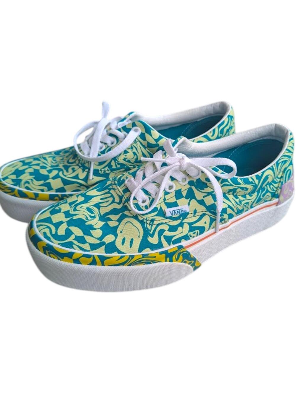Vans Era Stacked Platform Checkerboard Skate Shoes Wavy Daze 8.5 W Psychedelic